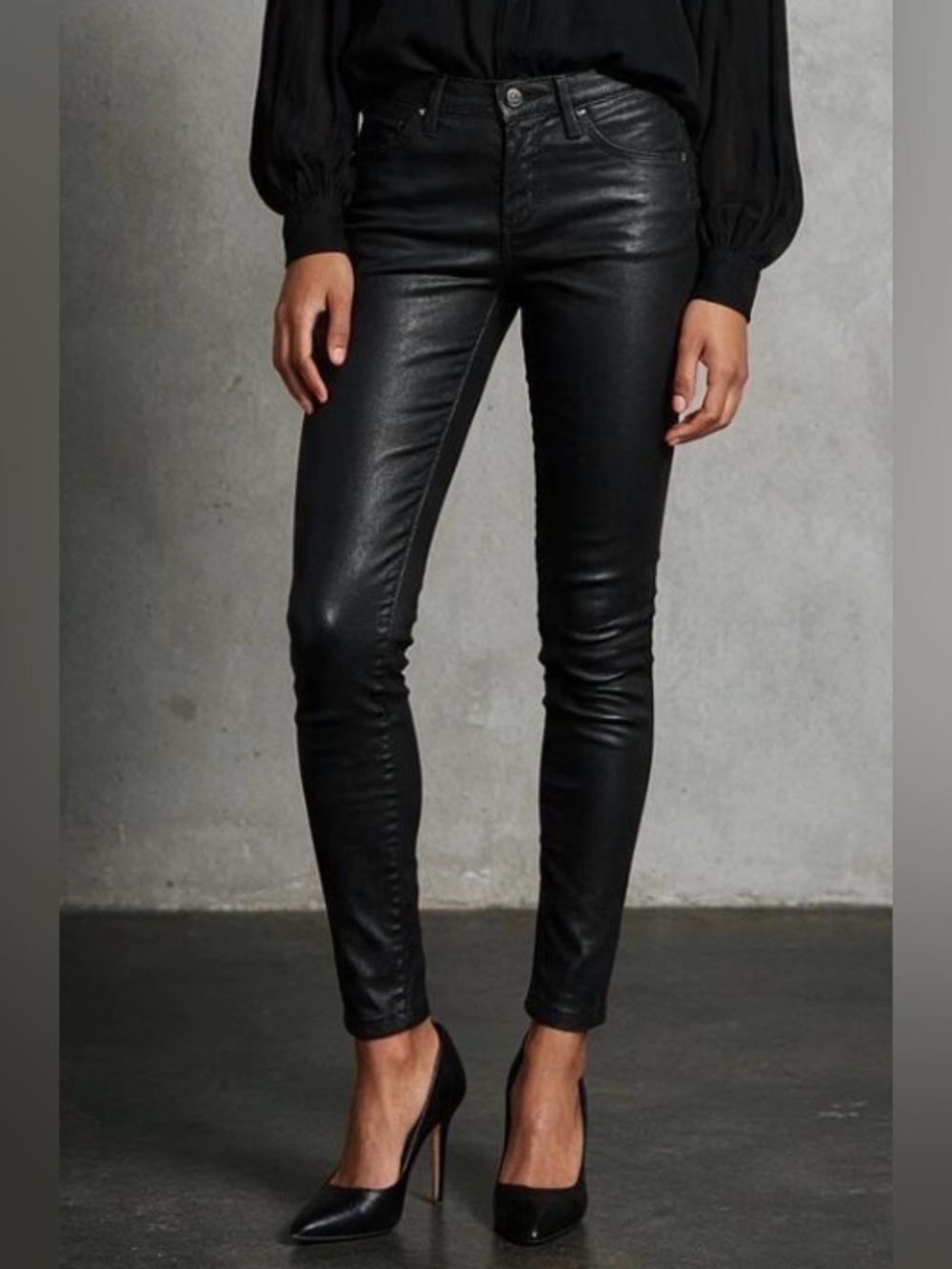 Adriano Goldschmied Coated Black
Leatherette Legging Ankle Skinny Jeans Size 25